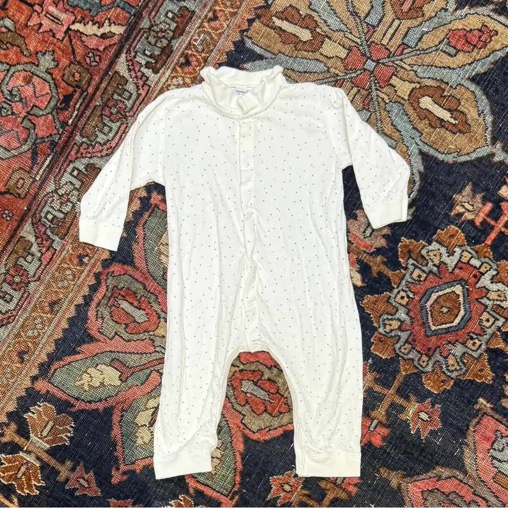 Petit Bateau White Polka Dot Kids One Piece